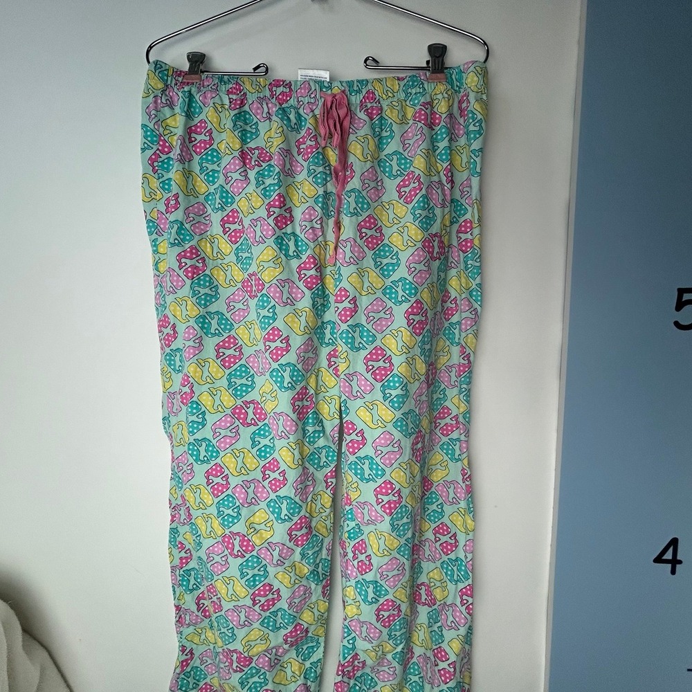 Vineyard Vines Green Pink Yellow Whales Pajama Pants S/P - Picture 10 of 11
